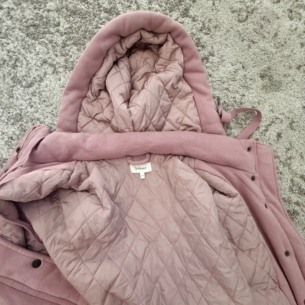 Böhme Blush Pink Hooded Quilted Jacket XS/S Oversized Cozy Boho Coat - Picture 9 of 10